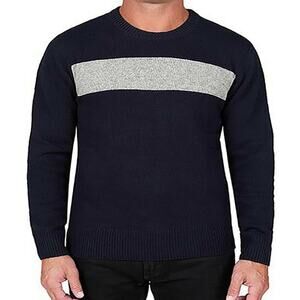 Slate & Stone Pullover Sweater Long Sleeves Crew Neck Blue/Cream X-Large NEW